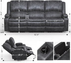 Yolsali Velvet Fabric Recliner Sofa, 3 Seater Manual Reclining Sofa - Image 2