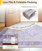 RELEANY Area Rugs 8'x10' Washable Non-Slip, Floral Vintage Distress Print - Image 6