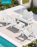 SERWALL 4 Pieces HDPE Patio Adirondack Chair Set, 2 Adirondack Chair - Image 9
