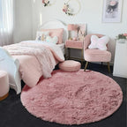 Blush Fluffy Round Rug 5Ft for Bedroom, Fuzzy Plush Circle Area Rugs for Baby - Image 6
