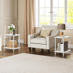 HOOBRO Side Table with Charging Station, Nightstand with 2-Layer Storage Shelves - Image 2