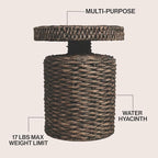 JONATHAN Y Marisol 24" Round Brown Woven Water Hyacinth Side Table - Image 4