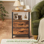 Huuger Night Stand with 2 Drawers, Bed Side Table with Open Shelf, Wooden Top - Image 6