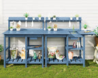 SERWALL Outdoor Potting Bench 2-Piece Set, Rot-Resistant HDPE Potting Table by SERWALL
