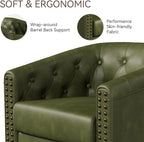 Swivel Barrel Accent Chairs Set of 2, Round Nailhead Faux Leather Living Room - Image 2