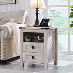 T4TREAM Farmhouse Nightstand Set of 2, Rustic End Table - Image 2