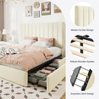 Allewie Full Size Storage Bed Frame, Vertical Channel Tufted Adjustable - Image 6