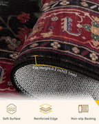 RELEANY Area Rugs Square 8ft Washable Non-Slip, Floral Vintage Distress Print - Image 3