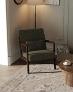 Garvee Mid-Century Modern Accent Chair, Sherpa Upholstery, Solid Wood Armchair by Garvee