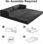 78" Boneless Couch, 5-in-1 Convertible Sofa Bed Tri Folding Mattress - Image 6