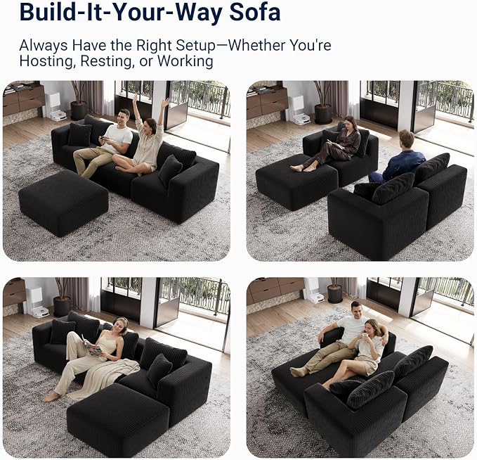 Avenco 141” 6-Seat Modular Sectional Sofa Couch, Individually Wrapped Coil - Image 3