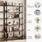 OtterOasis Bookshelf Set of 2, Heavy Duty 6-Tier Industrial Bookcase, 120lbs - Image 3