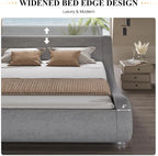 SHA CERLIN King Size Upholstered Bed Frame, Deluxe Low Profile Sleigh Bed - Image 7