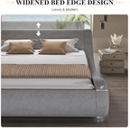 SHA CERLIN Queen Size Upholstered Bed Frame, Deluxe Low Profile Sleigh Bed - Image 7