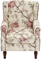 Pia Ricco Set of 2 Floral Accent Chairs, High Back Upholstered Armchairs - Image 6