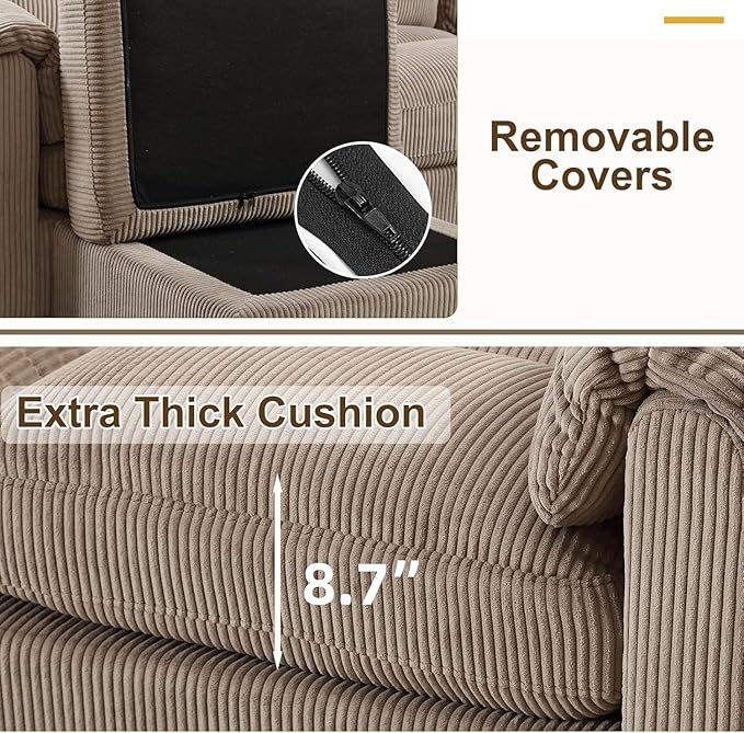HAOMARKETS Corduroy Sofa Set, Upholstered Armchair Set of 2 and Loveseat - Image 4