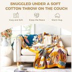 LUTBM Boho Throw Blanket 100% Cotton Soft Bed Throw Twin Lightweight Summer - Image 4