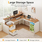 YOMILUVE 63" Farmhouse L Shaped Executive Desk - Image 4