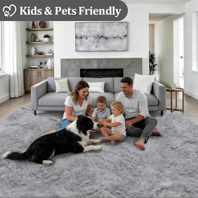 Fluffy Area Rugs 9x12 Living Room Bedroom: Ultra Soft Shag Rug Upgrade Non-Slip - Image 4