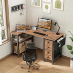 Lufeiya L Shaped Desk with Drawers & Storage Shelves, 47 Inch Small Reversible - Image 2