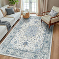 RELEANY Area Rugs 5'x8' Washable Non-Slip, Floral Vintage Distress Print by RELEANY