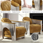 Art Leon Genuine Leather Accent Chair, Mid Century Industrial Armchair - Image 4