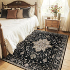 RELEANY Area Rugs 4'x6' Washable Non-Slip, Floral Vintage Distress Print - Image 2