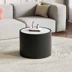 SSLine Round Drum Coffee Table Modern Sintered Stone Top Side End Table in - Image 4