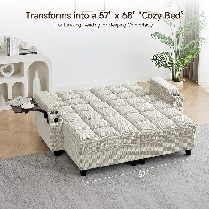 70.9" Chaise Lounge Chair Indoor, Oversized Boucle Upholstered Sofa Bed - Image 6