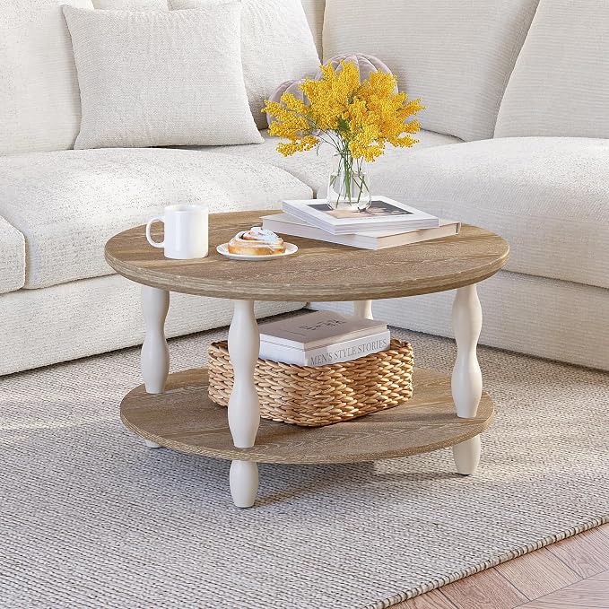 karlott Farmhouse Coffee Table, 30.3" Round Coffee Tables - Image 7