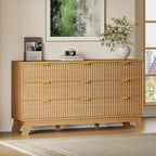 BORNOON Fluted 9 Drawer Dresser, 57.1" Wide Modern Boho Chest of Drawers by BORNOON