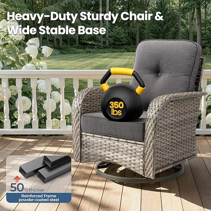 Weaxty 7 Pieces Patio Furniture Set, Wicker Outdoor Swivel Rocking Chairs - Image 6