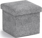 Ornavo Home Small Storage Ottoman Foldable Collapsible Cube Square Linen by OrnavoHome