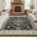 RELEANY Area Rugs Square 8ft Washable Non-Slip, Floral Vintage Distress Print by RELEANY