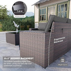 Kullavik Outdoor Patio Furniture Set 6 Pieces Sectional Rattan Sofa Set Brown - Image 2