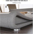 SHA CERLIN Queen Size Upholstered Bed Frame, Deluxe Low Profile Sleigh Bed - Image 6