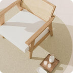 BELLEZE Mid Century Modern Rattan Chair Set of 2 Accent Natural Wood Armchair - Image 7