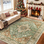RELEANY Area Rugs 5'x8' Washable Non-Slip, Floral Vintage Distress Print - Image 2
