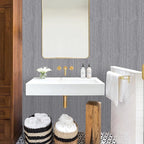 Grey Grasscloth Peel and Stick Wallpaper Faux Linen Textured Self Adhesive - Image 4