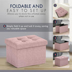 Ornavo Home Small Storage Ottoman, Foldable Collapsible Rectangle Linen Ottoman - Image 5