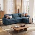 LINSY HOME 123" Modular L-Shaped Sectional Sofa, 3-Seat Corduroy Modern Cloud by LINSYHOME