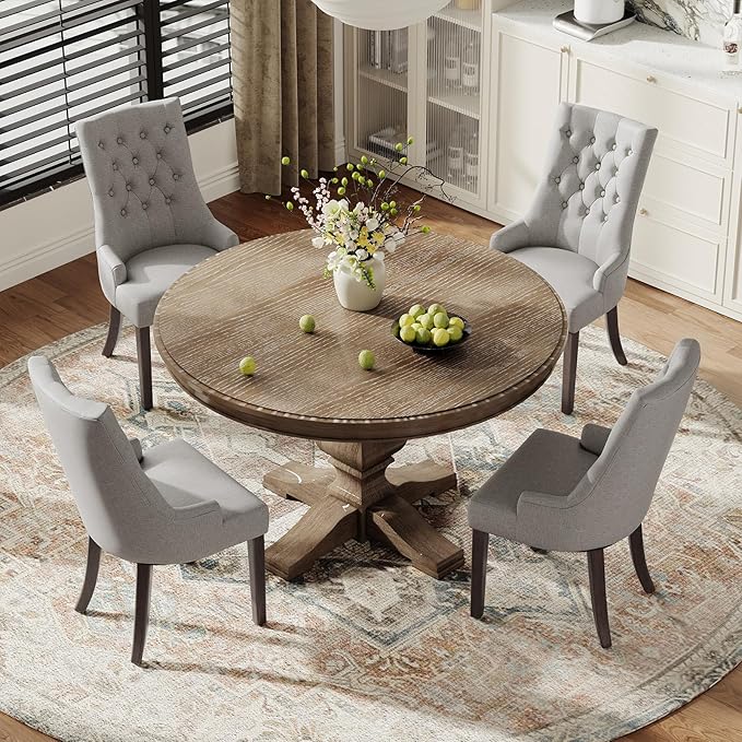COLAMY Fabric Side Dining Chairs Set of 6, Wingback Upholstered Dining Room - Image 7