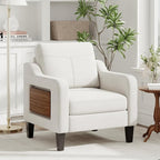 Accent Chair for Living Room Modern Linen Upholstered Armchair Side Wooden - Image 9