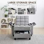 Oversized Recliner Chair with Swivel Tray Table, Modern Tufted Linen Fabric - Image 3