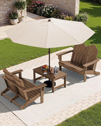 SERWALL Folding Adirondack Bench, HDPE All-Weather Adirondack Loveseat Set of 2 - Image 10