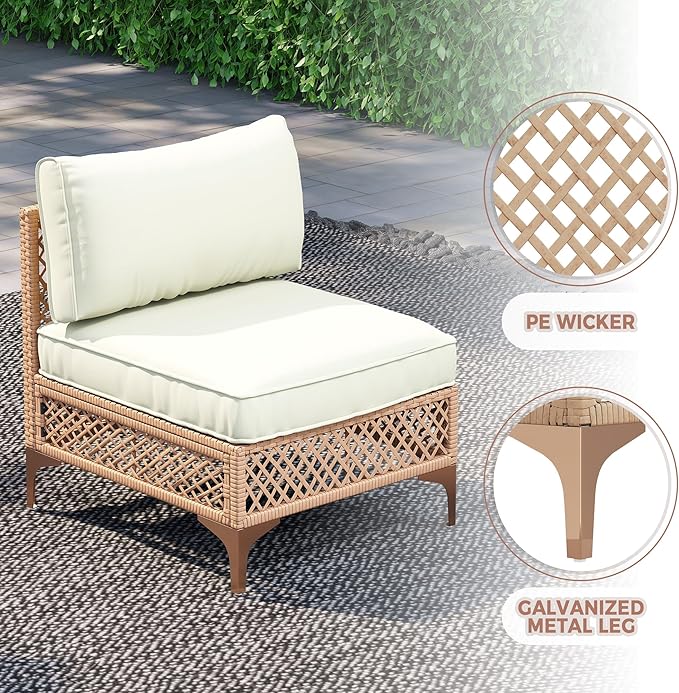 5-Piece Generous Patio Furniture Set, Wicker Outdoor Sectional Set - Image 5