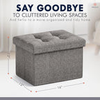 Ornavo Home Small Storage Ottoman, Foldable Collapsible Rectangle Linen Ottoman - Image 2