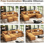 107" Cloud Couch Sectional, U Shaped Modular Sectional Sofa, 4-Seat Deep Seat - Image 5