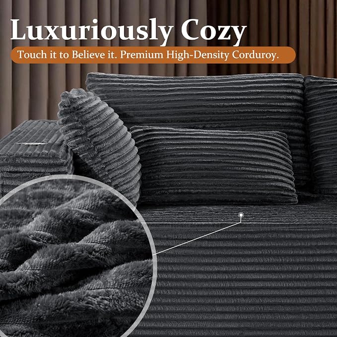 138" Oversized Cloud Sectional Couch, Comfort U Shaped Sofa - Image 8