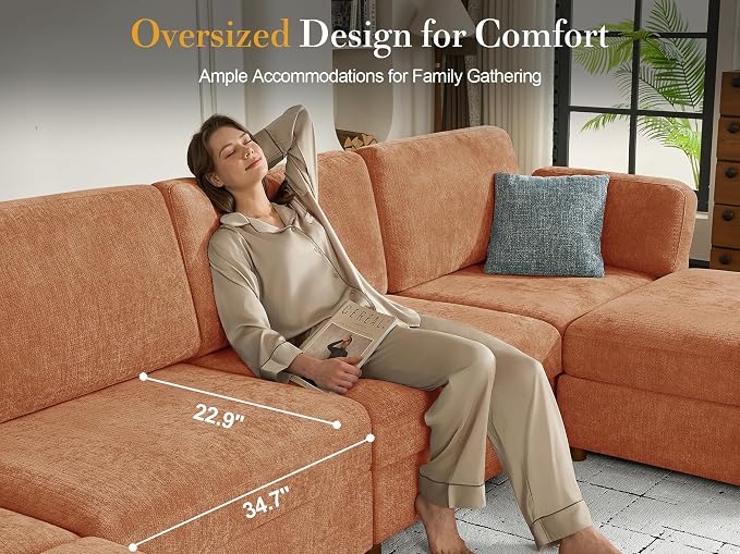 Oversized Modular Sectional Sofa, Solid Wood Frame Sofa, Removable Washable - Image 6